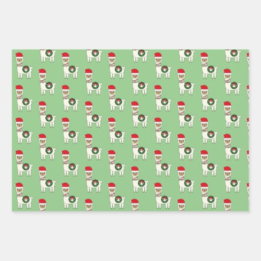 Whimsical Kerstllamas Inpakpapier Vel (Voorkant)