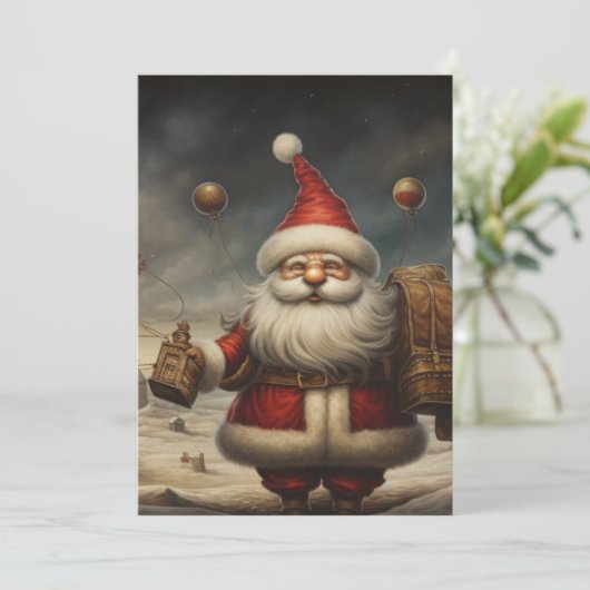 Whimsical Kerstman 7 Feestdagenkaart (Staand voorkant)