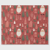 Whimsical Kerstman & dennenboom Kerstmis Cadeaupapier (Vlak)