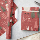Whimsical Kerstman & dennenboom Kerstmis Cadeaupapier