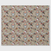 Whimsical Kerstman en Sneeuwman Cadeaupapier (Vlak)