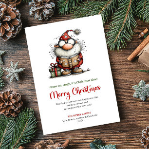 Whimsical Kerstman Grappige Minimalistische Kerstg Feestdagenkaart