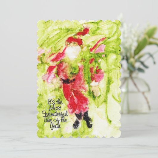 Whimsical Kerstman Kaart (Staand voorkant)