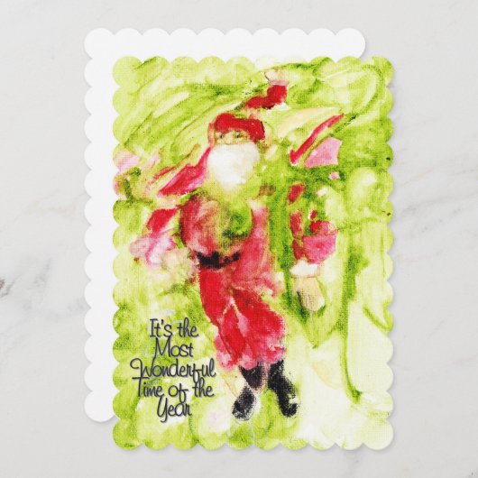 Whimsical Kerstman Kaart (Voorkant / Achterkant)