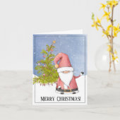 Whimsical Kerstman Op Maat Kerstmis Kaart (Gele Bloem)
