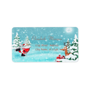 Whimsical Kerstman, rendier Kerstmis Etiket