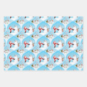 Whimsical Kerstman spelen Golf, Sneeuwman en rendi Inpakpapier Vel (Voorkant)