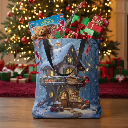 Whimsical Kerstman Werkplaats Kerstmis Tote Bag