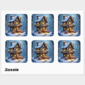 Whimsical Kerstman Werkplaats Kerstmis Vierkante Sticker (Vel)