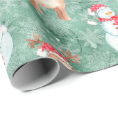 Whimsical kerstmannen en rendieren - groen cadeaupapier (Rol Hoek)