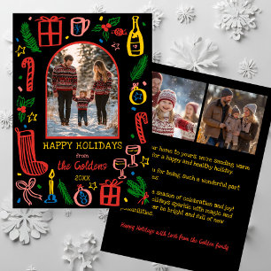 Whimsical Kerstmis  Aangepaste boog 3 FOTO  Feestdagenkaart