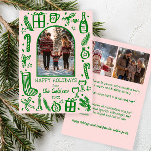 Whimsical Kerstmis Aangepaste boog 3 FOTO Feestdagenkaart