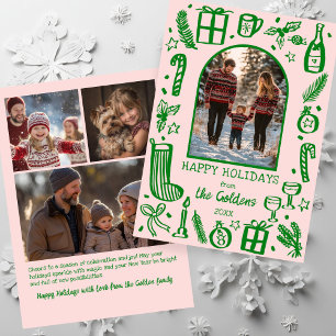Whimsical Kerstmis  Aangepaste boog 4 FOTO  Feestdagenkaart
