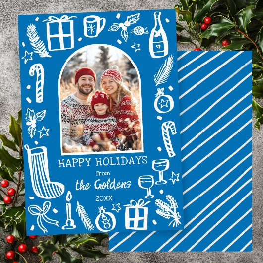 Whimsical Kerstmis Aangepaste boog FOTO Feestdagenkaart