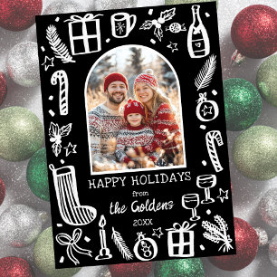 Whimsical Kerstmis Aangepaste boog FOTO Feestdagenkaart