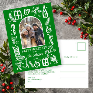 Whimsical Kerstmis Aangepaste boog FOTO Feestdagenkaart