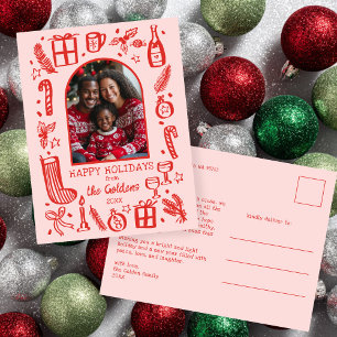 Whimsical Kerstmis  Aangepaste boog FOTO  Feestdagenkaart