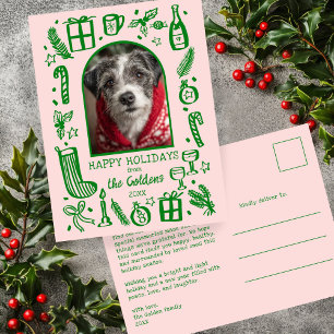 Whimsical Kerstmis Aangepaste boog FOTO Feestdagenkaart