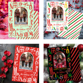 Whimsical Kerstmis Aangepaste foto op boog Feestdagenkaart
