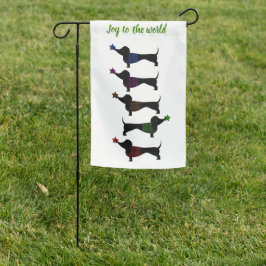 Whimsical Kerstmis Dachshunds Tuinvlag