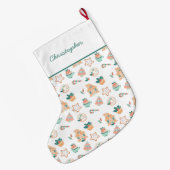 Whimsical Kerstmis feestje Grote Kerstsok (Achterkant (Hangend))