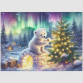 Whimsical Kerstmis Ijsbeer & Boom Decoupage Tissuepapier (Voorkant)