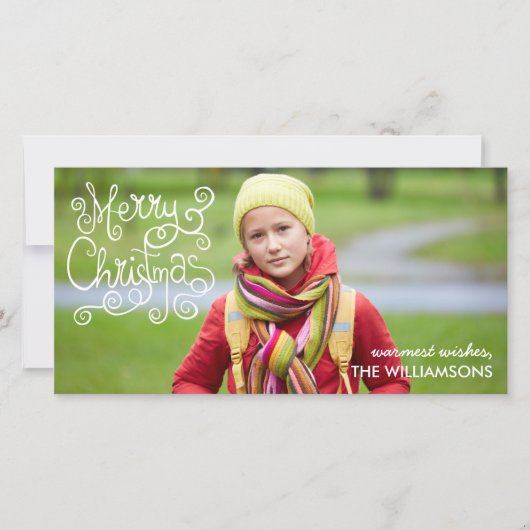 Whimsical Kerstmis Kalligrafie Moderne werveling F Feestdagenkaart (Voorkant)