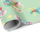 Whimsical Kerstmis Mice Green Cadeaupapier (Rol Hoek)