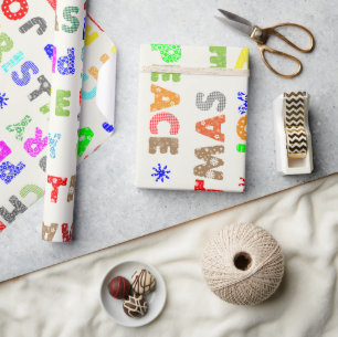 Whimsical Kerstmis Script Cadeaupapier