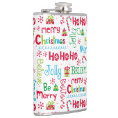 Whimsical Kerstmis Typografie Heupfles (Rechts)