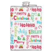 Whimsical Kerstmis Typografie Heupfles (Achterkant)