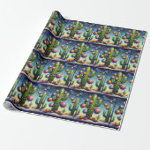 Whimsical Kerstmis Zuidwest Saguaro Cactus Cadeaupapier (Uitgerold)