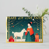 Whimsical Kerstmisillustratie Folie Feestdagenkaart (Staand Voorkant)