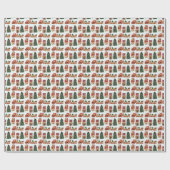 Whimsical kerstpatroon met beren, bomen en cadeaupapier (Vlak)