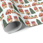 Whimsical kerstpatroon met beren, bomen en cadeaupapier (Rol Hoek)