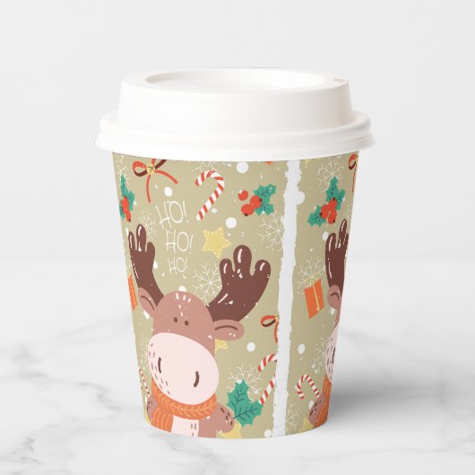 Whimsical-kerstrendierenkoffie Papieren Bekers (Voorkant)