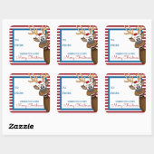 Whimsical-kerstrenrendierschenker-Label-sticker Vierkante Sticker (Vel)