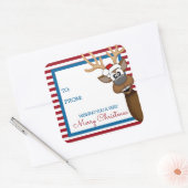 Whimsical-kerstrenrendierschenker-Label-sticker Vierkante Sticker (Envelop)