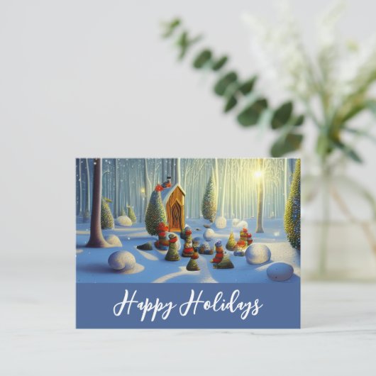 Whimsical-kerstscène Briefkaart (Staand voorkant)