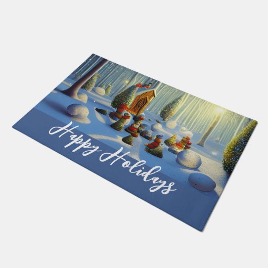 Whimsical-kerstscène Deurmat (Schuin)