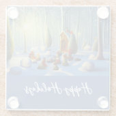 Whimsical-kerstscène Glazen Onderzetter (Achterkant)