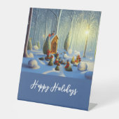 Whimsical-kerstscène  reclamebord met voetstuk (Voorkant)