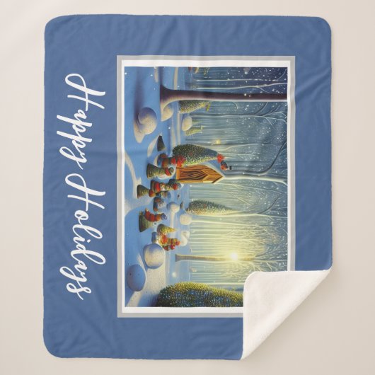 Whimsical-kerstscène Sherpa Deken (Voorkant)