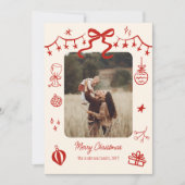 whimsical kerstscript doodles 5 foto's feestdagenkaart (Voorkant)