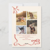 whimsical kerstscript doodles 5 foto's feestdagenkaart (Achterkant)