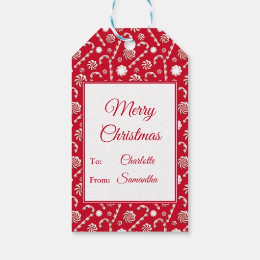 Whimsical-kerstsnoepriet Cadeaulabel (Achterkant)