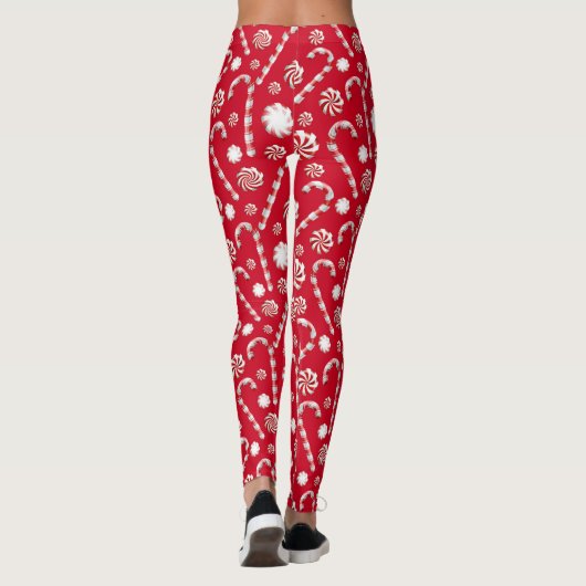 Whimsical-kerstsnoepriet Leggings (Achterkant)