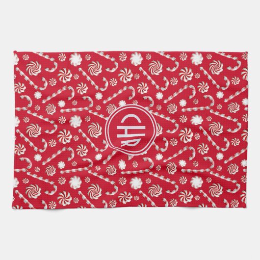 Whimsical-kerstsnoepriet Theedoek (Horizontaal)