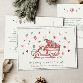 Whimsical Kersttruck Retro Rood en Groen Feestdagenkaart