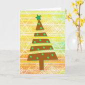 Whimsical kerstvakanay Tree Burnt Oranje Kaart (Gele Bloem)